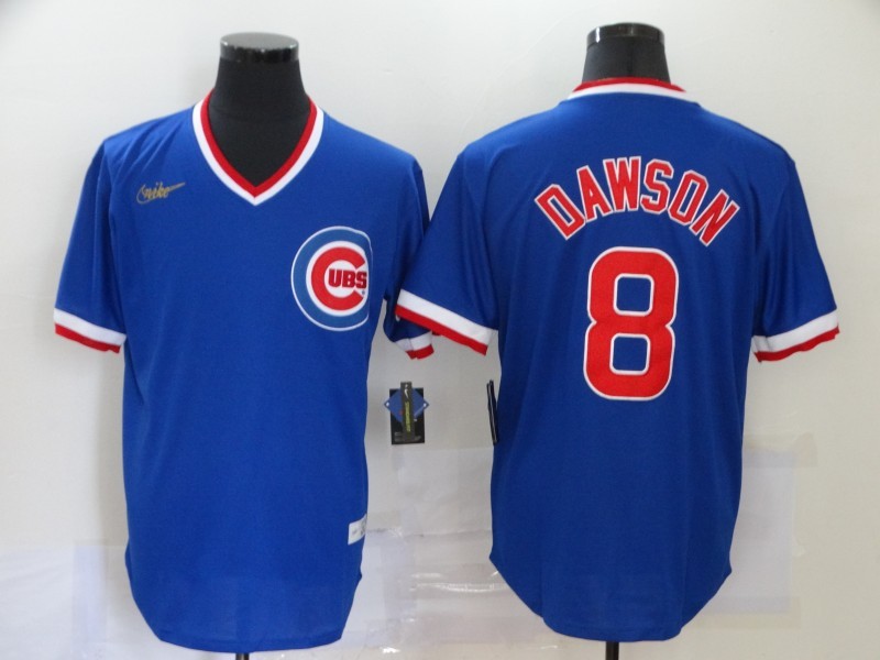 Men's Chicago Cubs Andre Dawson #8 Blue Jersey